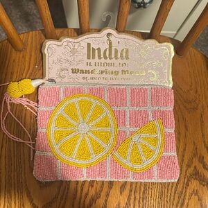 Pink Beaded Lemon Clutch